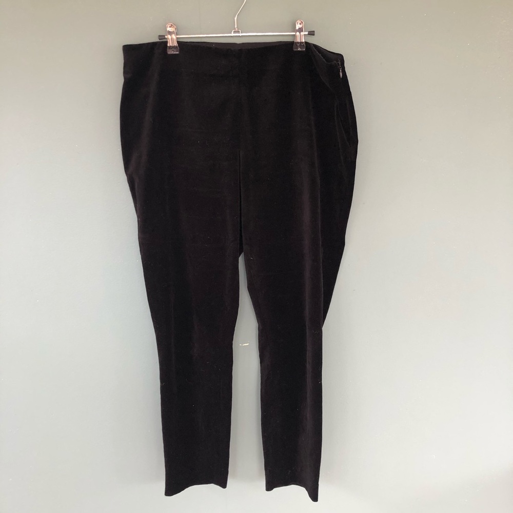 Lauren Ralph Lauren Black Stretch Velvet Slim Pant